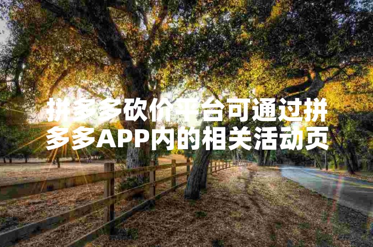 拼多多砍价平台可通过拼多多APP内的相关活动页面找到。