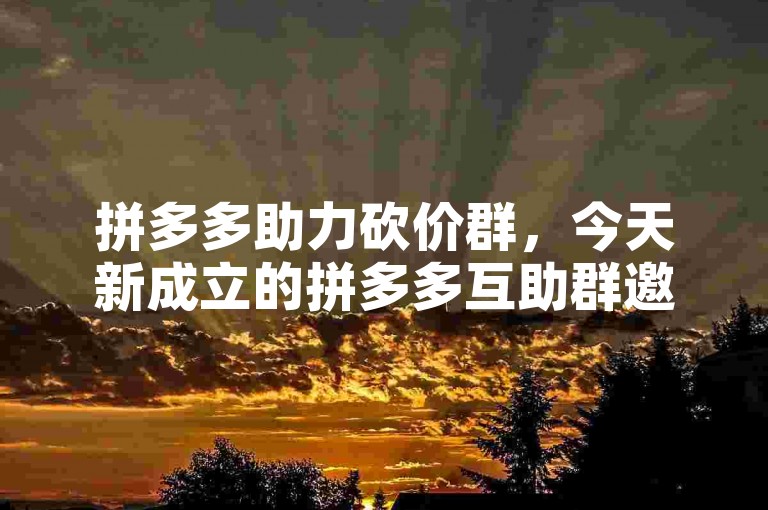 拼多多助力砍价群，今天新成立的拼多多互助群邀您加入。