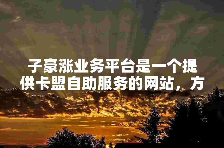 子豪涨业务平台是一个提供卡盟自助服务的网站，方便用户快速办理相关业务。