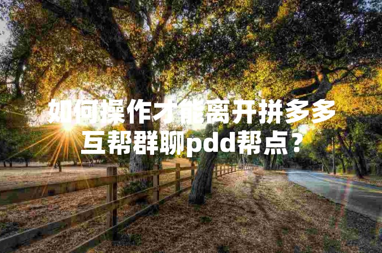 如何操作才能离开拼多多互帮群聊pdd帮点？