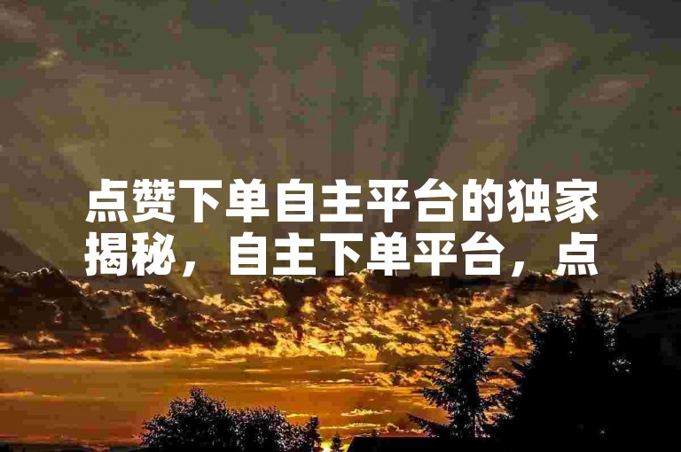 点赞下单自主平台的独家揭秘，自主下单平台，点赞优选，轻松购物！2025必学。