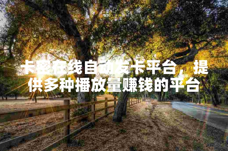 卡密在线自动发卡平台，提供多种播放量赚钱的平台选择。