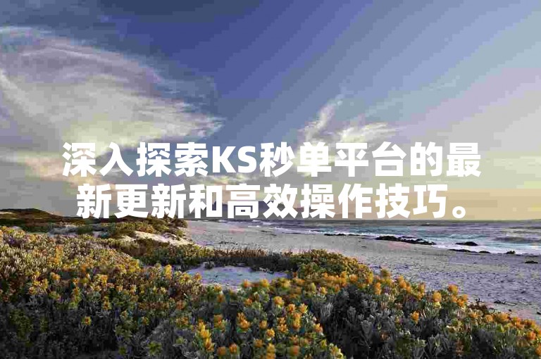 深入探索KS秒单平台的最新更新和高效操作技巧。