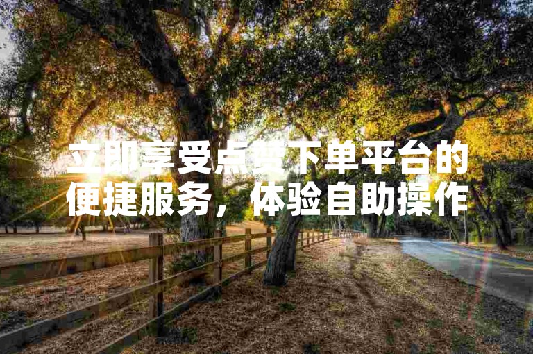 立即享受点赞下单平台的便捷服务，体验自助操作的全新感受。