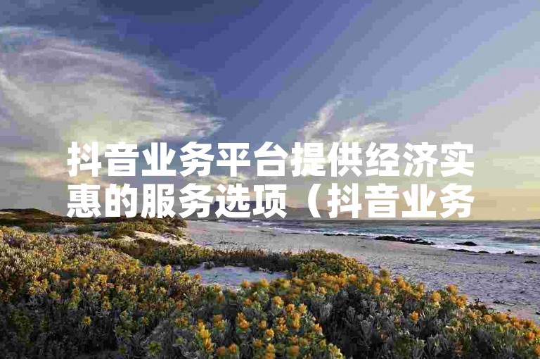 抖音业务平台提供经济实惠的服务选项（抖音业务平台优惠服务）。