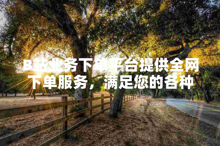 B站业务下单平台提供全网下单服务，满足您的各种需求。