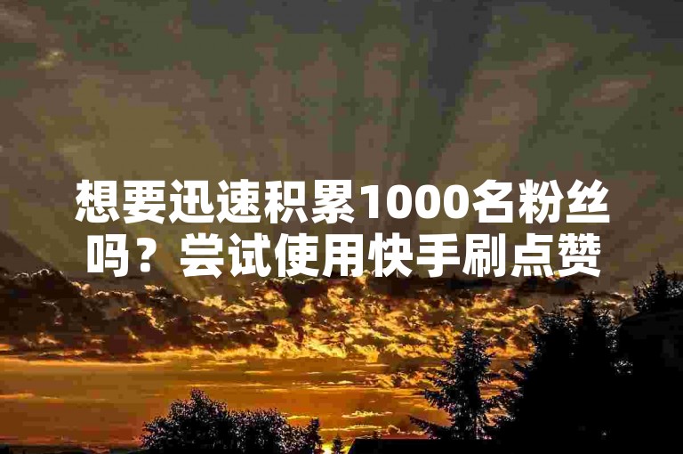 想要迅速积累1000名粉丝吗？尝试使用快手刷点赞服务，提供50次双击助力。