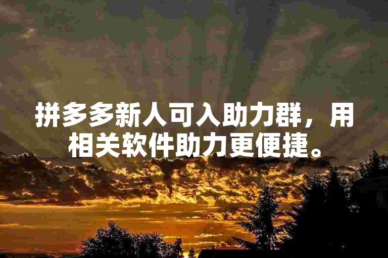 拼多多新人可入助力群，用相关软件助力更便捷。
