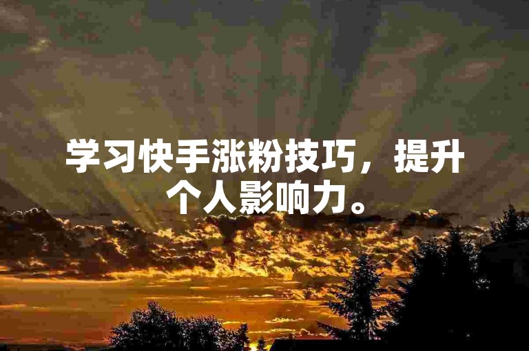 学习快手涨粉技巧，提升个人影响力。