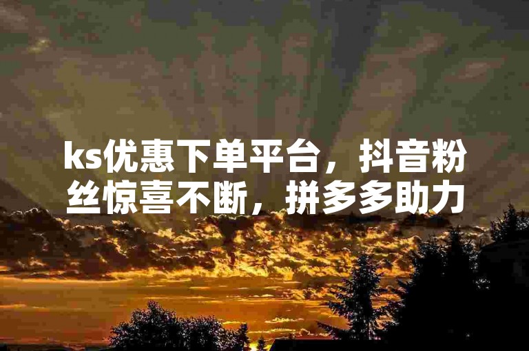 ks优惠下单平台，抖音粉丝惊喜不断，拼多多助力转盘，穿越火线卡网。