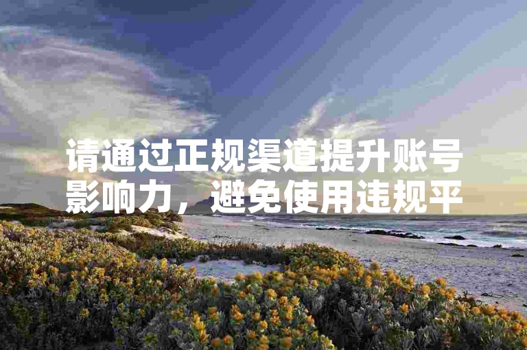 请通过正规渠道提升账号影响力，避免使用违规平台。