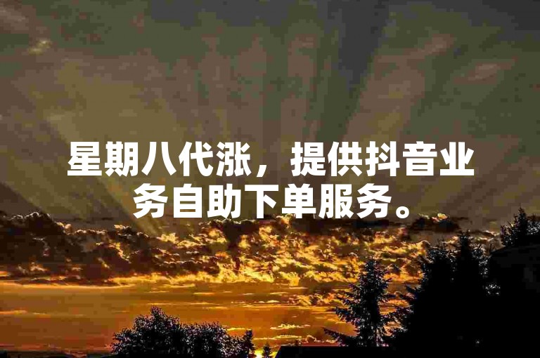 星期八代涨，提供抖音业务自助下单服务。