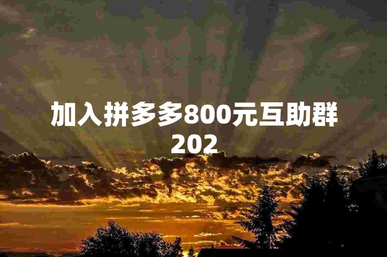 加入拼多多800元互助群2025，一起在助力平台中轻松互助，共享福利。