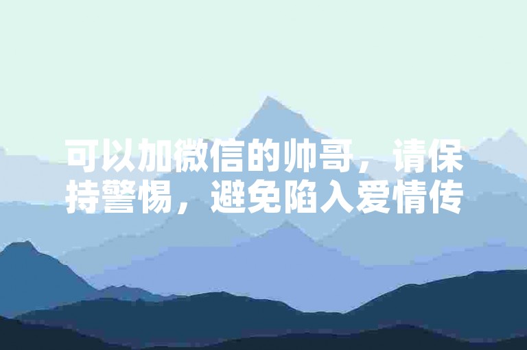 可以加微信的帅哥，请保持警惕，避免陷入爱情传销陷阱。