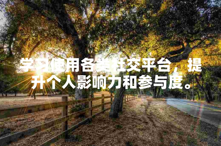 学习使用各类社交平台，提升个人影响力和参与度。
