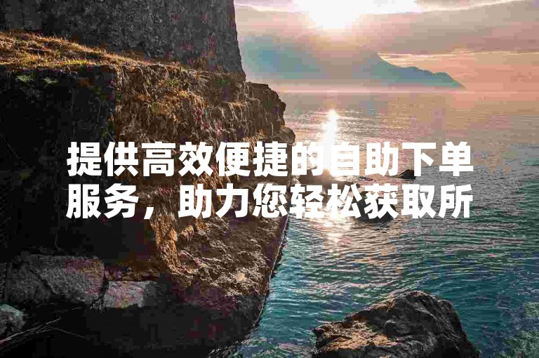 提供高效便捷的自助下单服务，助力您轻松获取所需。