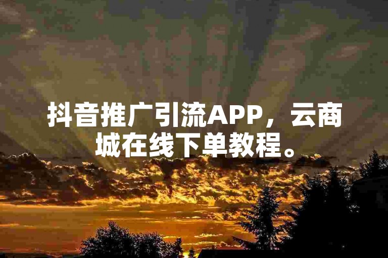 抖音推广引流APP，云商城在线下单教程。