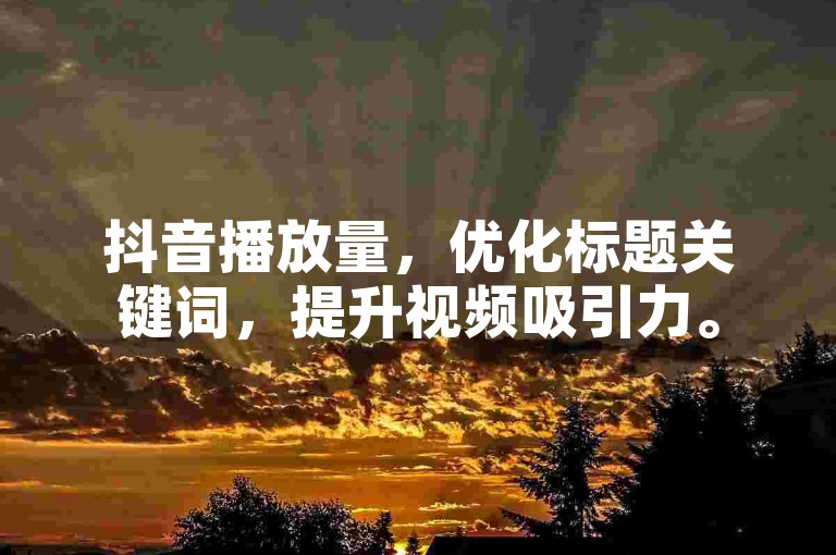 抖音播放量，优化标题关键词，提升视频吸引力。