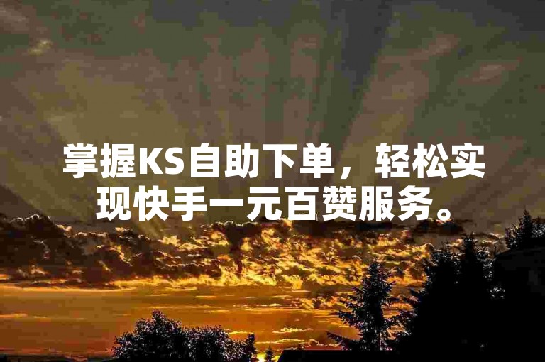 掌握KS自助下单，轻松实现快手一元百赞服务。