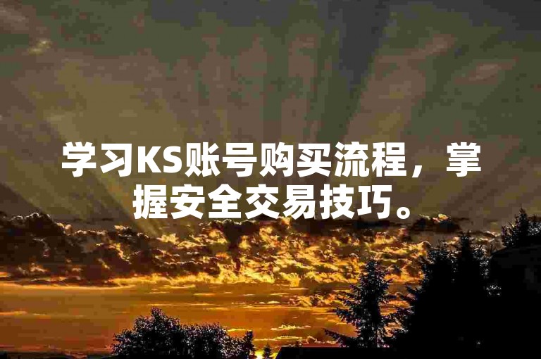 学习KS账号购买流程，掌握安全交易技巧。