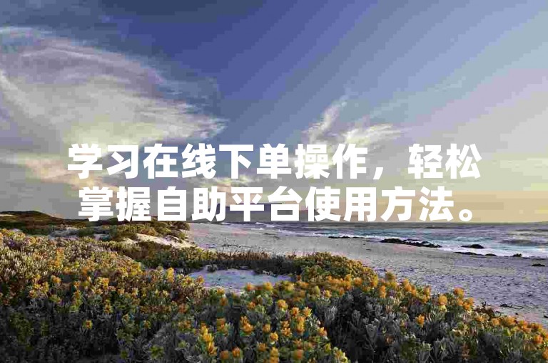 学习在线下单操作，轻松掌握自助平台使用方法。