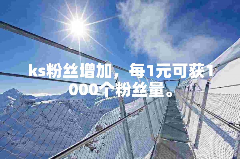 ks粉丝增加，每1元可获1000个粉丝量。