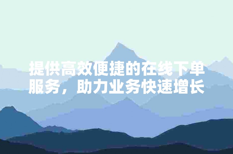 提供高效便捷的在线下单服务，助力业务快速增长。