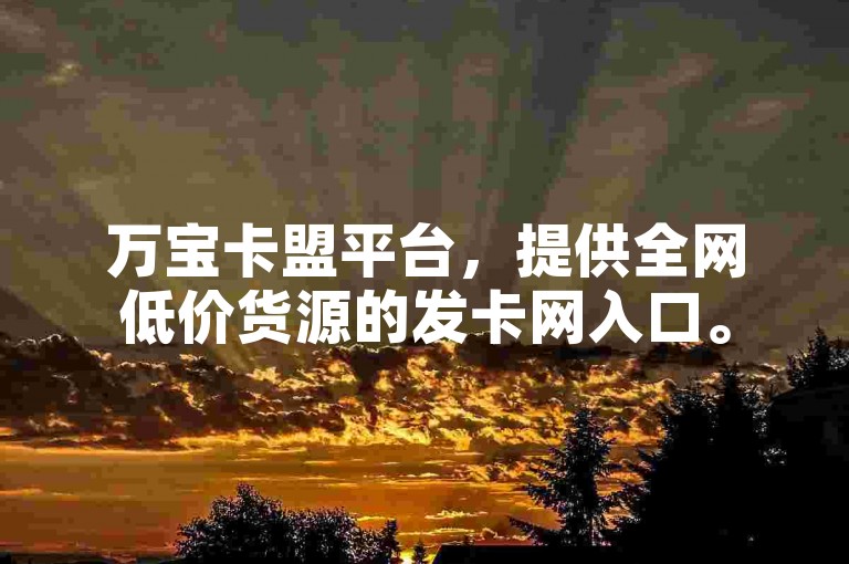 万宝卡盟平台，提供全网低价货源的发卡网入口。