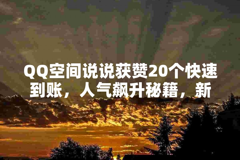 QQ空间说说获赞20个快速到账，人气飙升秘籍，新手必知！