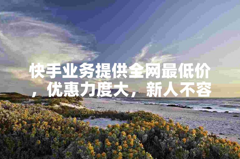 快手业务提供全网最低价，优惠力度大，新人不容错过！