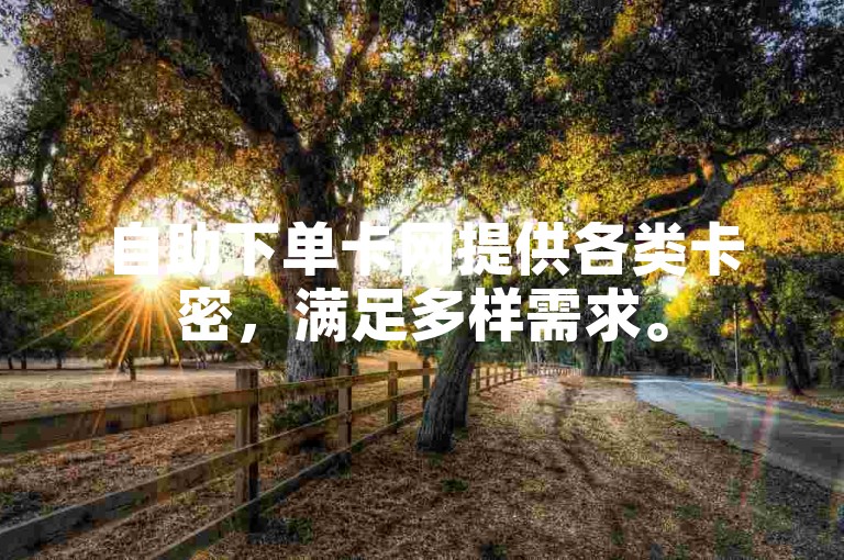 自助下单卡网提供各类卡密，满足多样需求。