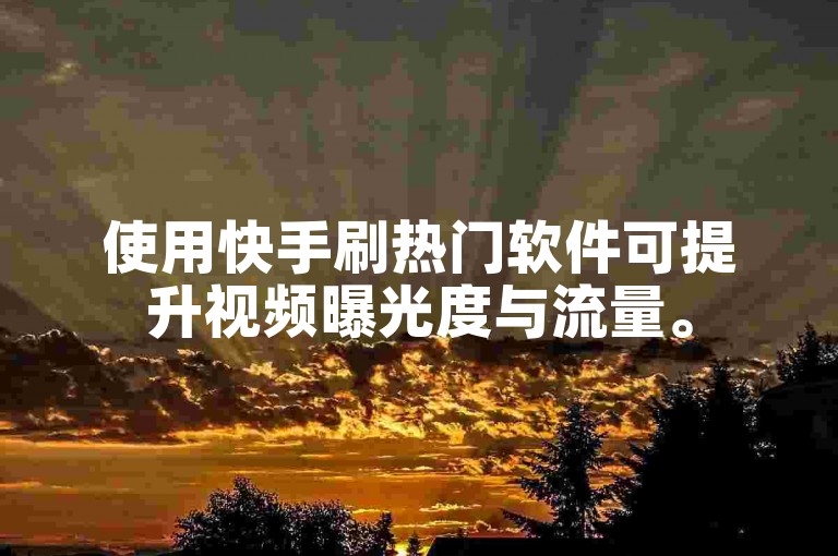 使用快手刷热门软件可提升视频曝光度与流量。