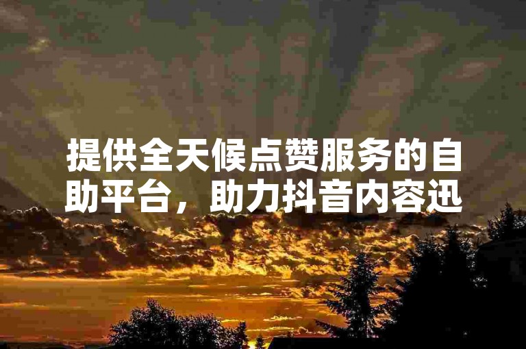 提供全天候点赞服务的自助平台，助力抖音内容迅速获得关注。