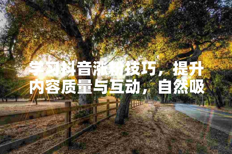 学习抖音涨粉技巧，提升内容质量与互动，自然吸引粉丝关注。