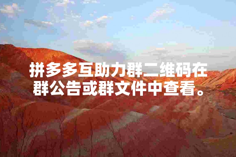 拼多多互助力群二维码在群公告或群文件中查看。