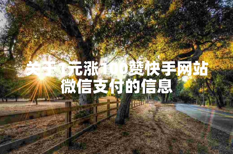 关于1元涨100赞快手网站微信支付的信息