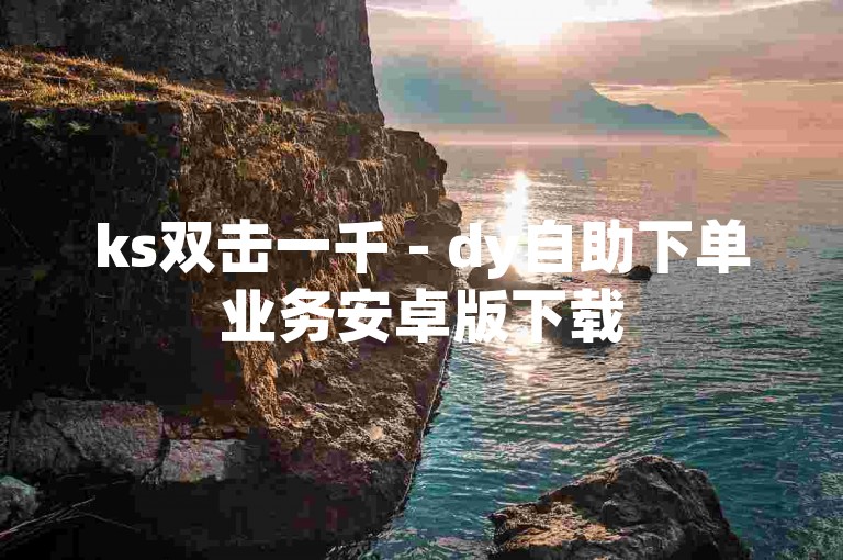 ks双击一千 - dy自助下单业务安卓版下载