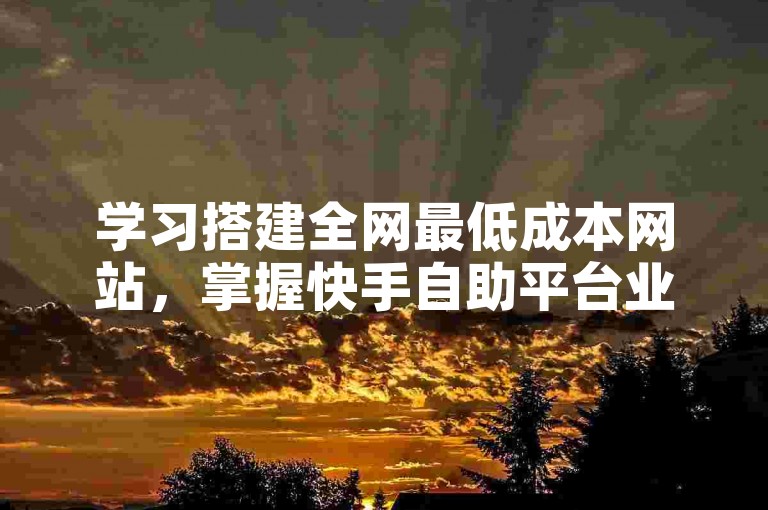 学习搭建全网最低成本网站，掌握快手自助平台业务下单技巧。