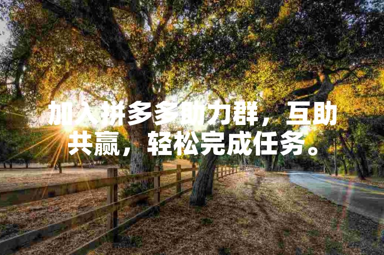 加入拼多多助力群，互助共赢，轻松完成任务。