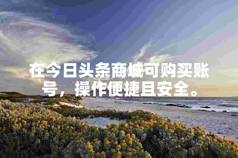 在今日头条商城可购买账号，操作便捷且安全。