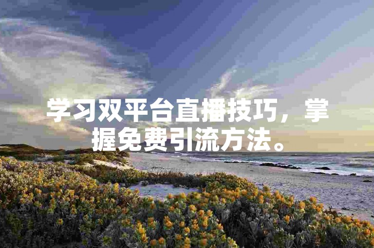 学习双平台直播技巧，掌握免费引流方法。
