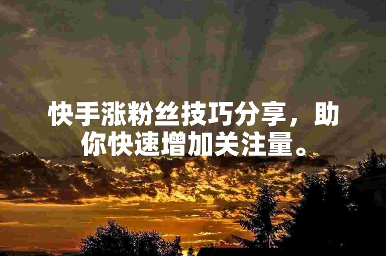 快手涨粉丝技巧分享，助你快速增加关注量。