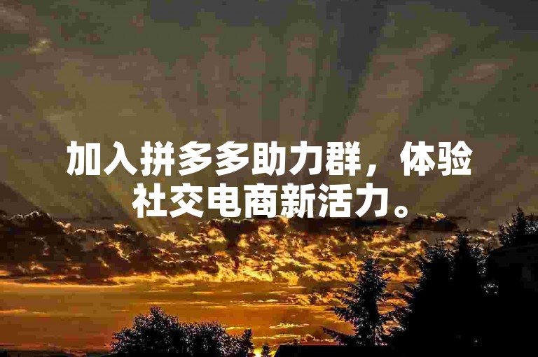 加入拼多多助力群，体验社交电商新活力。