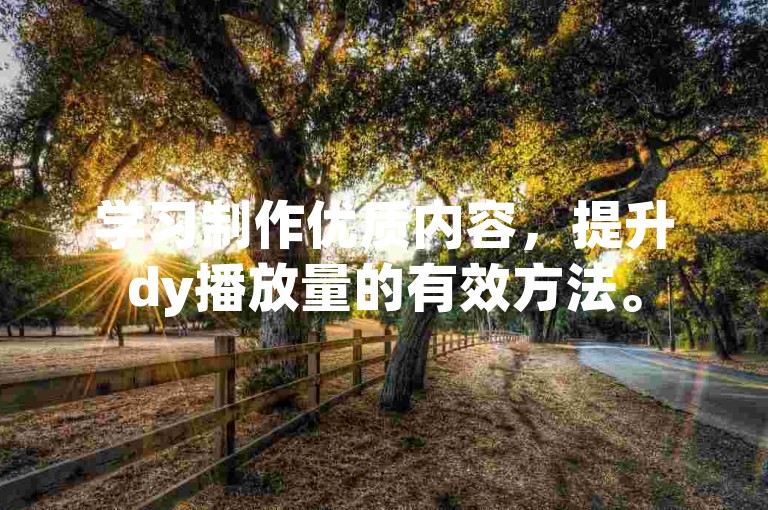 学习制作优质内容，提升dy播放量的有效方法。