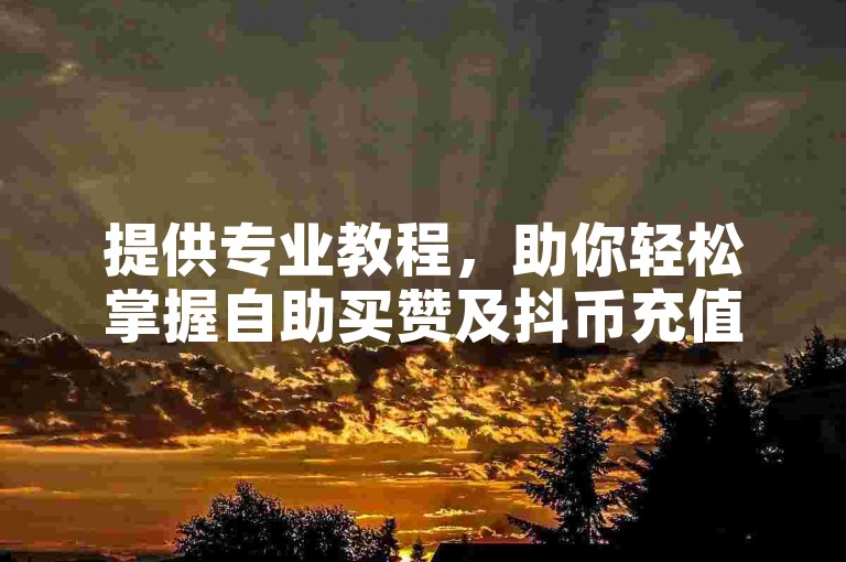 提供专业教程，助你轻松掌握自助买赞及抖币充值技巧。