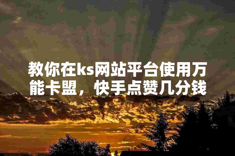 教你在ks网站平台使用万能卡盟，快手点赞几分钱一个。