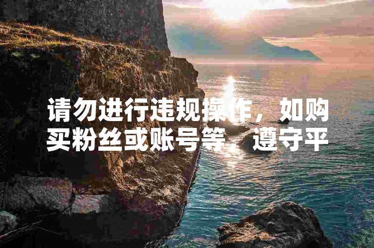 请勿进行违规操作，如购买粉丝或账号等，遵守平台规定。