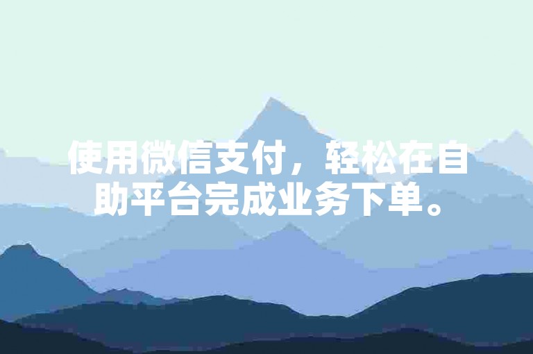 使用微信支付，轻松在自助平台完成业务下单。