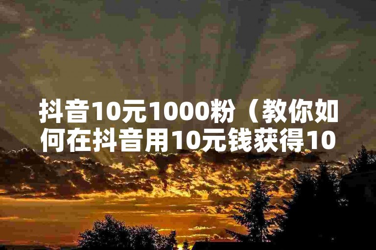 抖音10元1000粉（教你如何在抖音用10元钱获得1000粉丝）