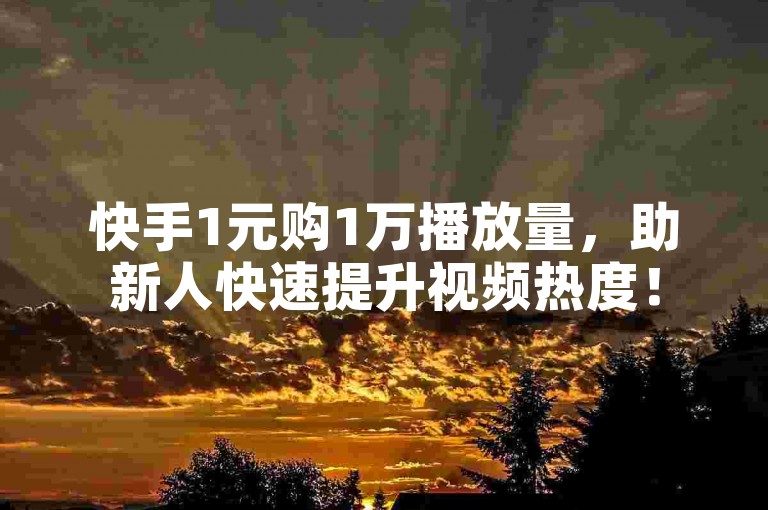快手1元购1万播放量，助新人快速提升视频热度！